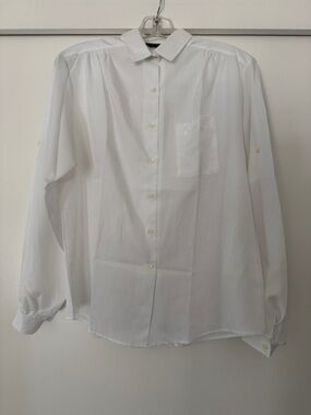 Pierre Cardin Vintage 80s White Long Puff Sleeve Blouse Small